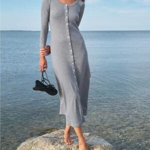 AYR “It Girl” Charcoal Long Sleeve Cotton Dress